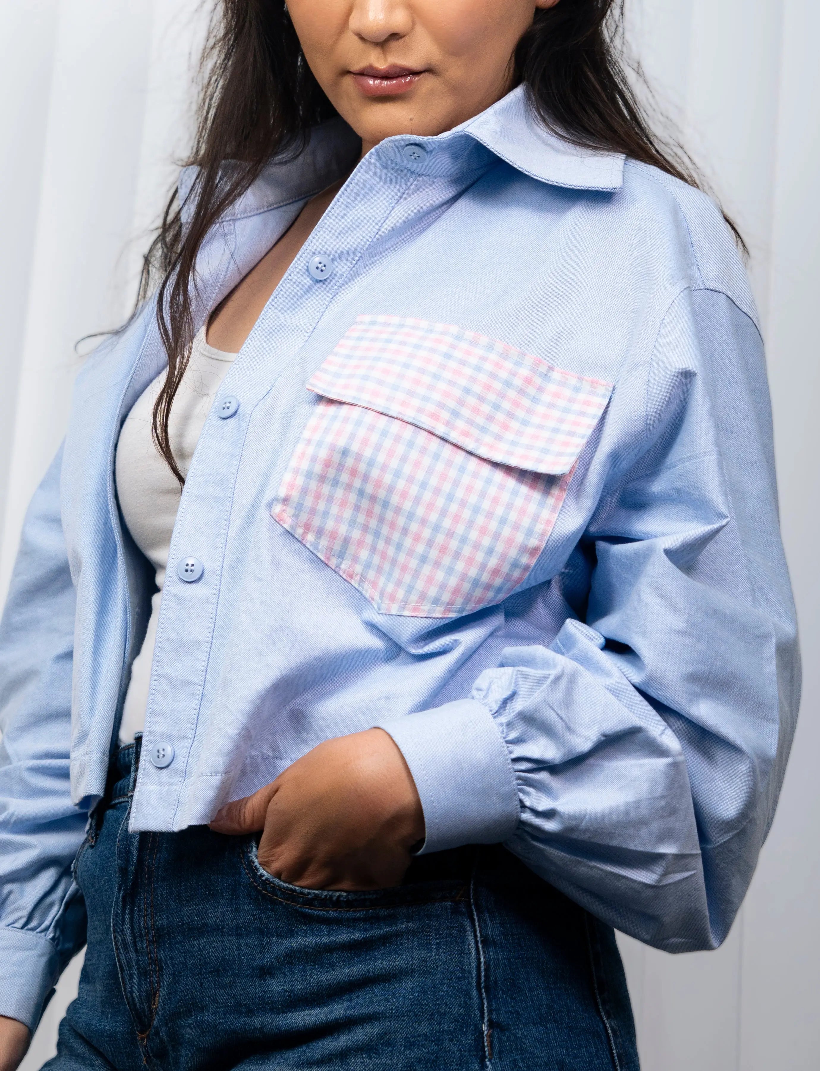 Light Blue Cropped Blouse ismacello